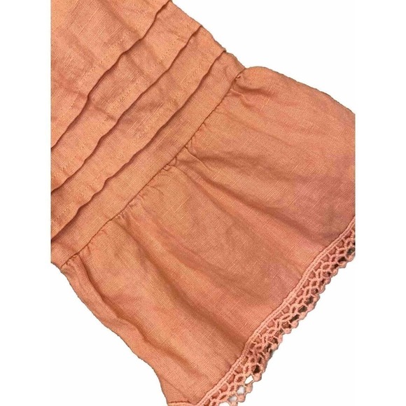 Soft Surroundings Longer Length 3/4 Length Sleeve Pink Linen Blouse Medium - Picture 2 of 5